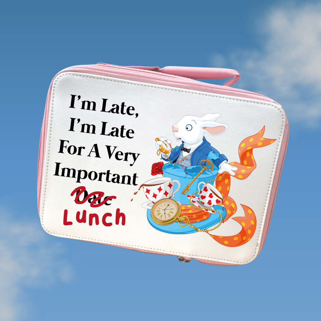 White Rabbit Lunch Bag | Back to School Lunch Bag | Pink Girls Lunch Bag