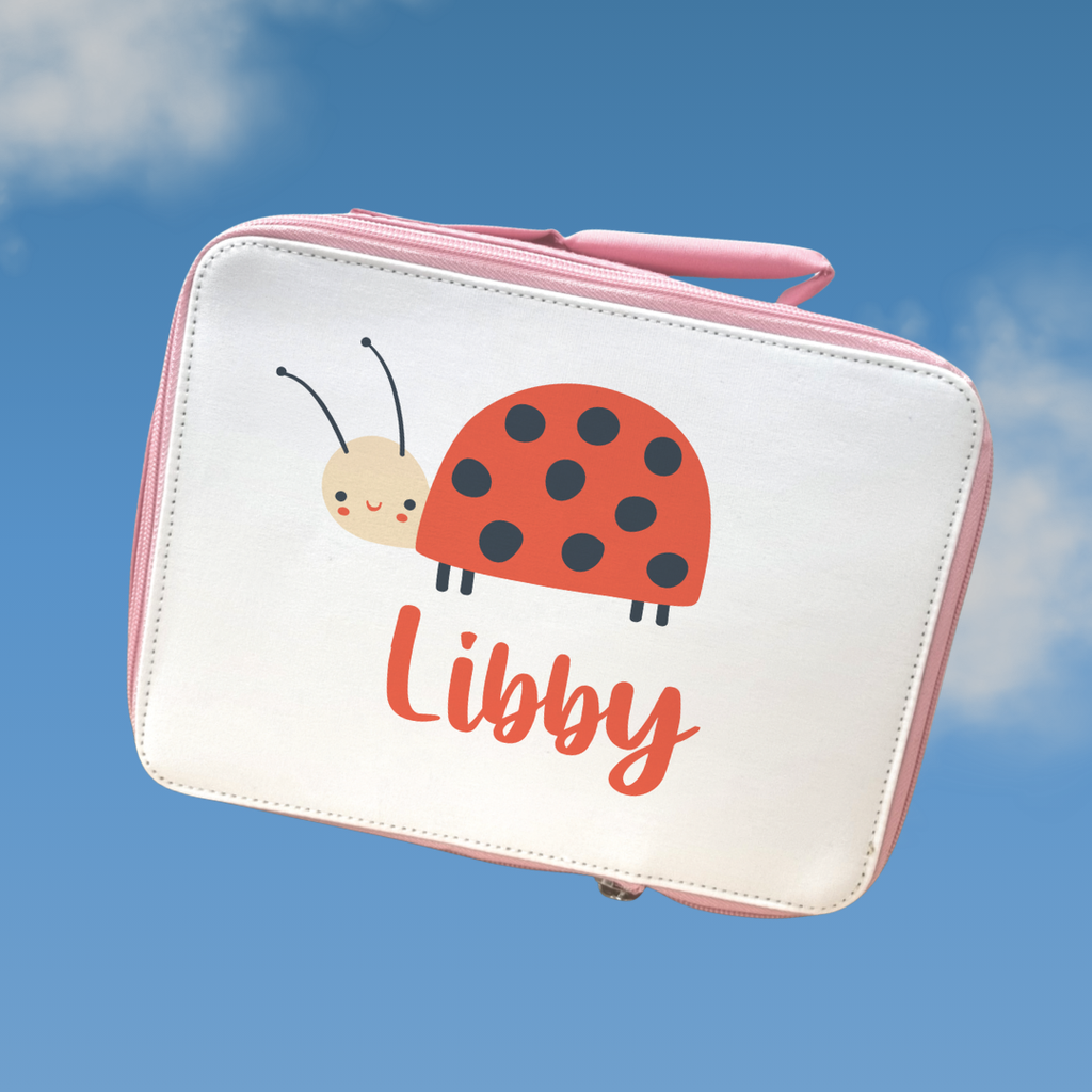 Lady Bird Lunch Bag | Back to School Lunch Bag | Pink Girls Lunch Bag |  | Add any name
