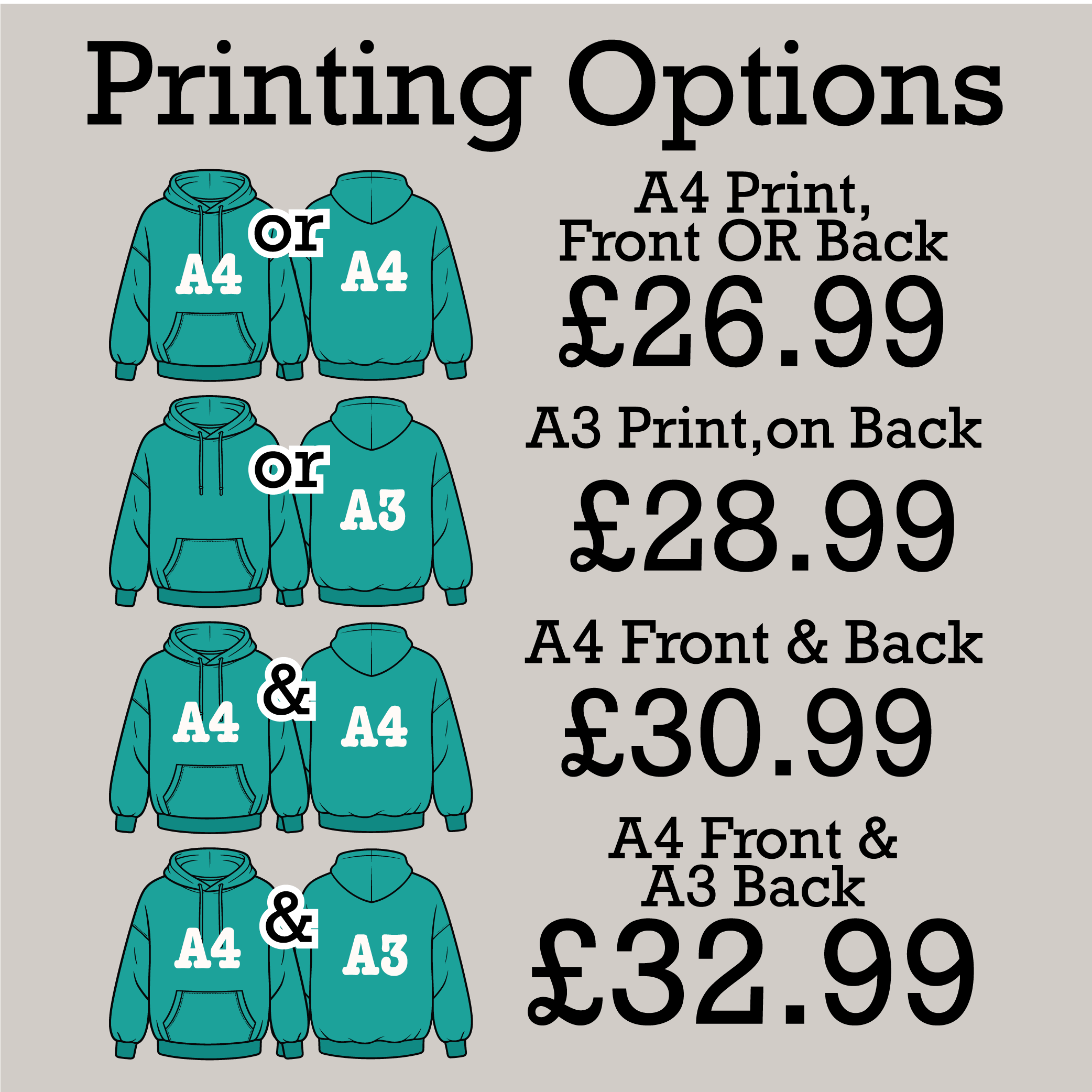 Standard Hoodies | Custom Design Hoodies | Add your design, image or text | Perfect for making your idea come to life | Businesses | Workwear | Graphic Hoodie | Custom Printed & Personaliseable