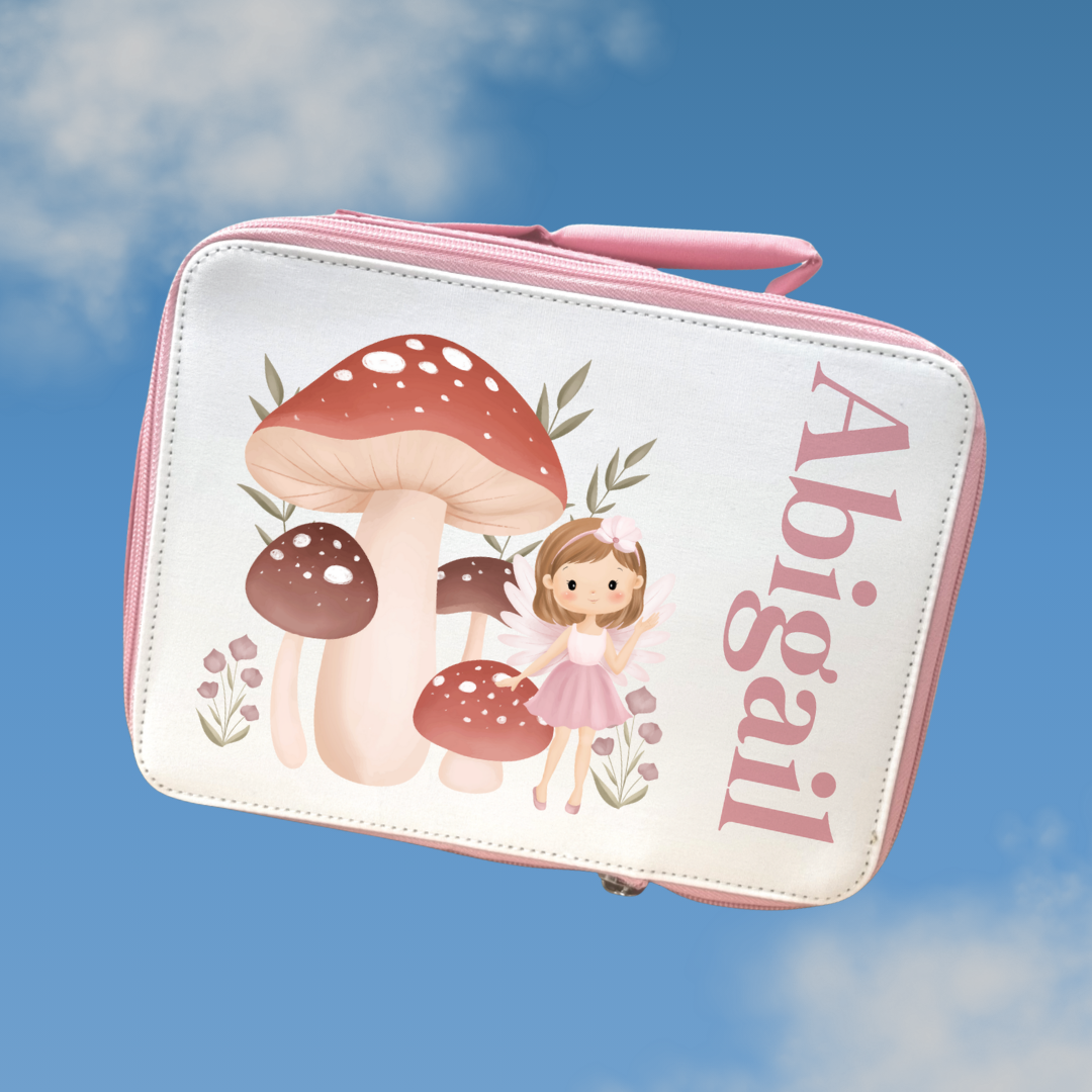 Mushroom Fairy Lunch Bag | Back to School Lunch Bag | Pink Girls Lunch Bag |  | Add any name