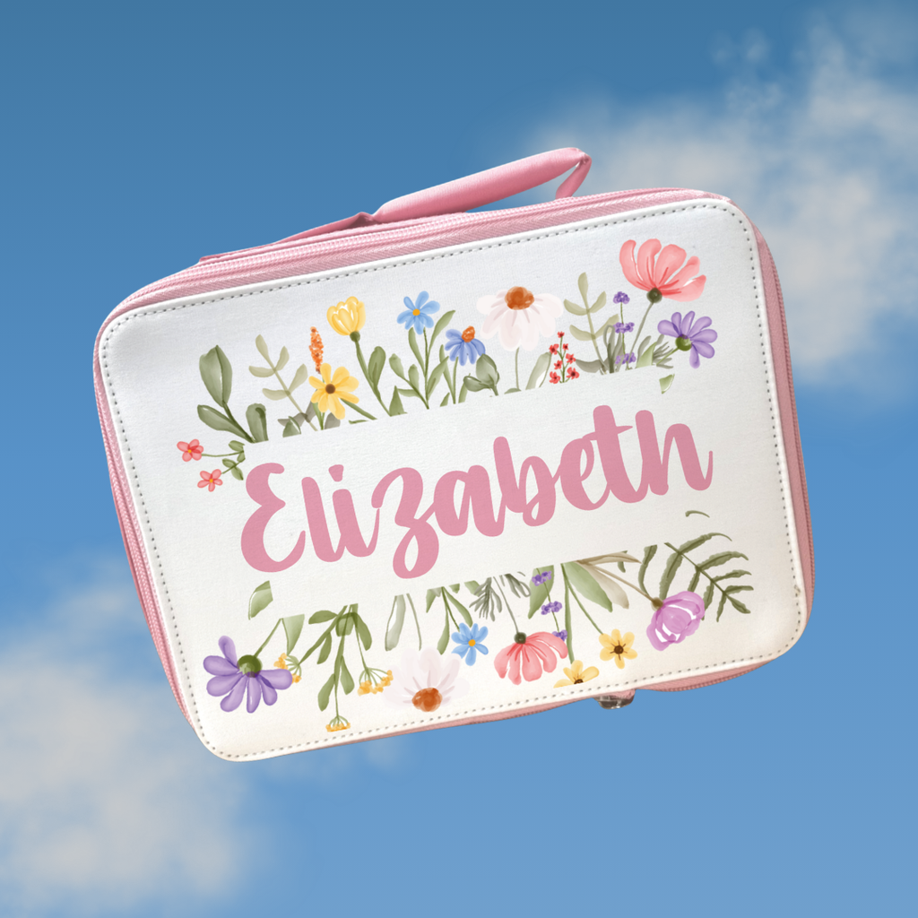 Flower Frame Lunch Bag | Back to School Lunch Bag | Pink Girls Lunch Bag | Add any name